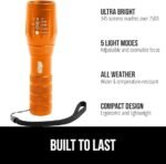 GORILLA GRIP Powerful LED Tactical Flashlight, 750 FT High Lumens 5 Adjustable Modes, Water Resistant, Ultra Bright Zoom Flashlights, Small Mini Flash Light, Camping, Night Dog Walking, Orange - Image 2