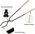 Heavy Duty Firewood Tongs – 42″ Large Fireplace Tongs Log Grabber with Scissor Shape Serrated, Portable Expandable Fire Pit Tongs for Outdoor Fire Pit, Indoor Fireplaces, Campfires, Bonfires - Image 3