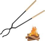 Heavy Duty Firewood Tongs – 42″ Large Fireplace Tongs Log Grabber with Scissor Shape Serrated, Portable Expandable Fire Pit Tongs for Outdoor Fire Pit, Indoor Fireplaces, Campfires, Bonfires