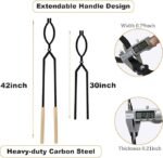 Heavy Duty Firewood Tongs – 42″ Large Fireplace Tongs Log Grabber with Scissor Shape Serrated, Portable Expandable Fire Pit Tongs for Outdoor Fire Pit, Indoor Fireplaces, Campfires, Bonfires - Image 2