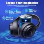 BERIBES Bluetooth Headphones Over Ear, 65H Playtime and 6 EQ Music Modes Wireless Headphones with Microphone, HiFi Stereo Foldable Lightweight Headset, Deep Bass for Home Office Cellphone PC Ect. - Image 2