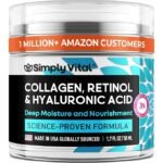 SimplyVital Collagen, Retinol & Hyaluronic Acid Cream – Anti-Aging Face Moisturizer for Face, Firming Skin Care Neck & Décolleté – Made in USA, Daily Moisturizer Face Cream Day & Night