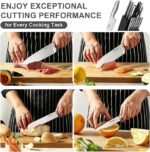 FIKSHOT Kitchen Knife Set, German Stainless Steel kitchen knives – Includes Knife Block Set & Sharpener, High Carbon, Rust-Resistant, Ergonomic Handle for Cooking, Grilling & Gifting - Image 5