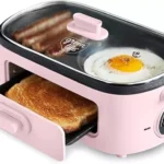 GreenLife 3-in-1 Breakfast Maker Station, Healthy Ceramic Nonstick Dual Griddles for Eggs Meat Sausage Bacon Pancakes and Breakfast Sandwiches, 2 Slic